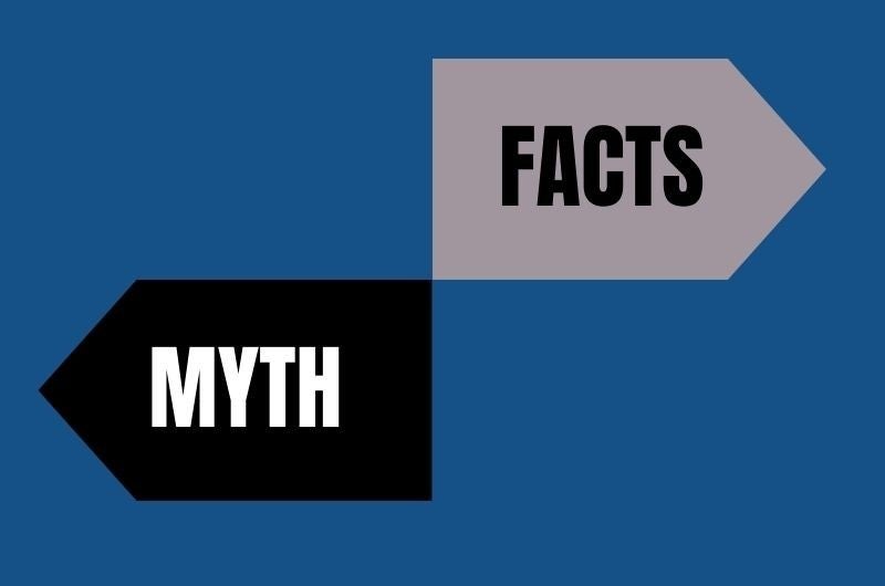 Image of two arrows going in opposite direction, one reads myth and the other reads facts