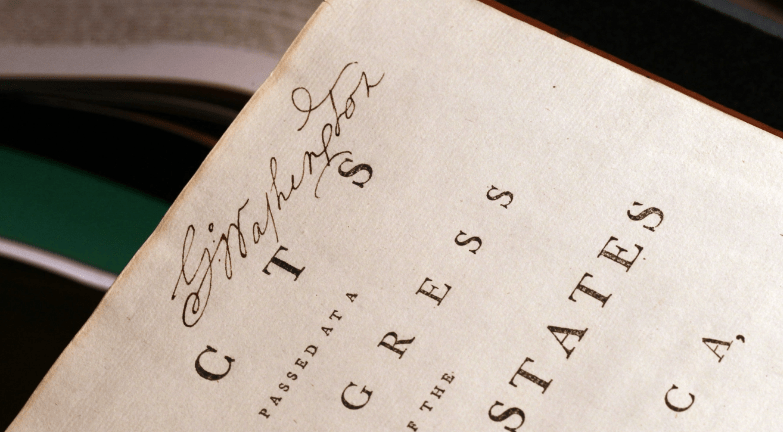 photo of a title page in an unknown book that seems to be associated with Congress